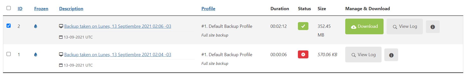 Akeeba manage backup2