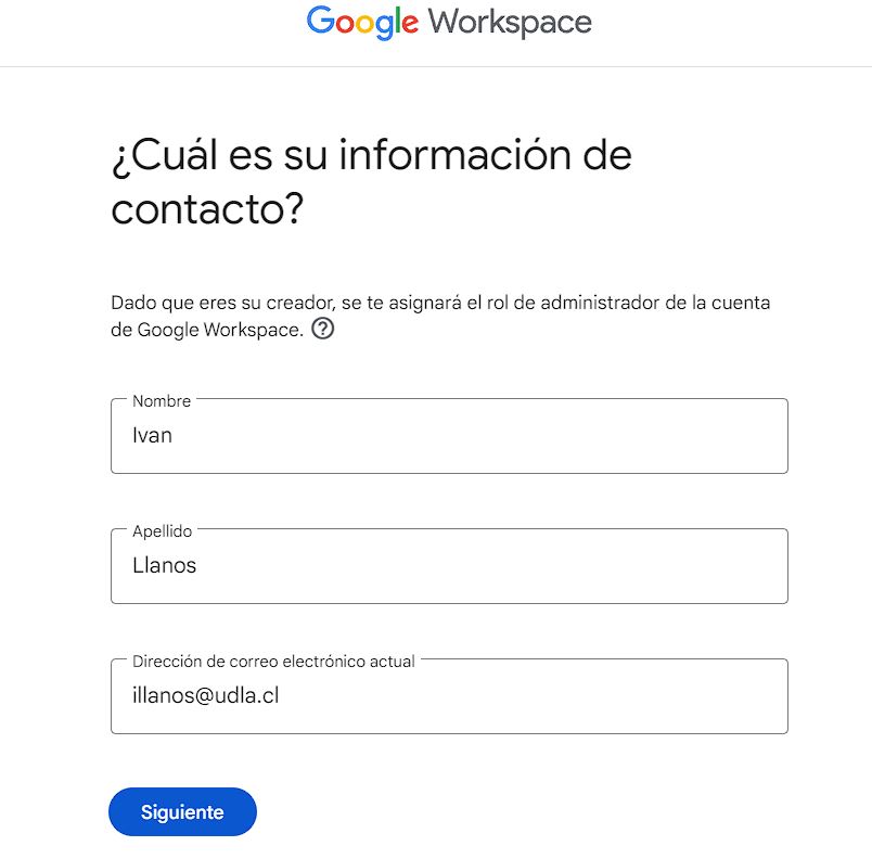 Google workshop Ingreso de Datos personales